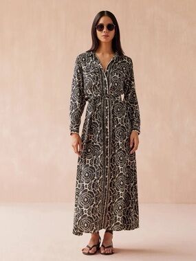 Omika Palma Shirt Dress Maxi Carmen Graphite Medium
